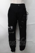 NieR Clothing / 編み上げスキニーパンツ  黒 S-25-08-28-060-PU-PA-HR-ZS