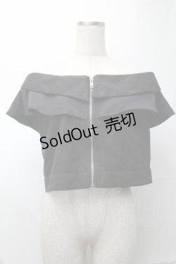 画像1: NieR Clothing / オフショルZIPトップス  黒 S-25-08-28-007-PU-TO-HR-ZT0923Y