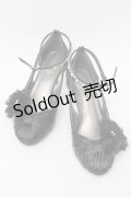 axes femme / お花コサージュPTパンプス M 黒 S-25-08-28-1009-AX-SH-AS-ZS
