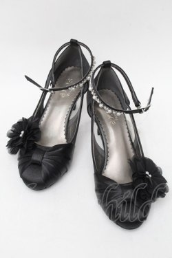 画像1: axes femme / お花コサージュPTパンプス M 黒 S-25-08-28-1009-AX-SH-AS-ZS