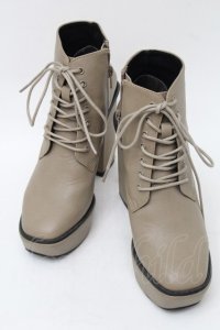 EATME / スクエアレースアップブーツ S ベージュ S-25-08-28-1016-LO-SH-AS-ZS