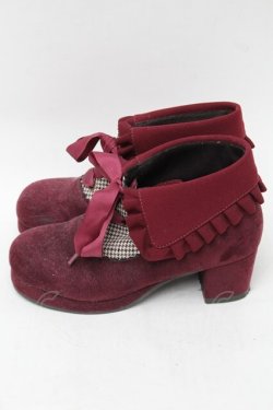 画像2: axes femme / 襟風折り返しブーティー  ワイン S-25-08-28-1017-AX-SK-HR-ZS