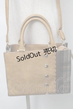 画像1: axes femme / チェック柄レザー切替バッグ  ブラウン S-25-08-28-1023-AX-BG-HR-ZS