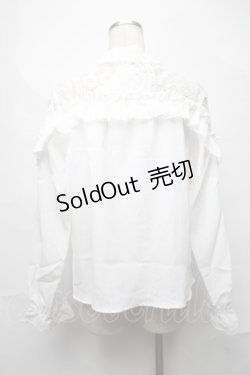 画像2: NieR Clothing / リボンタイ付きレース切替ブラウス  白 S-25-08-28-001-PU-BL-HR-ZI