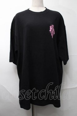 画像1: KRY CLOTHING / 「悲哀感」5分袖BIGTシャツ  黒ｘピンク S-25-08-28-010-EL-TS-HR-ZS