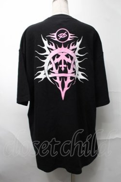 画像2: KRY CLOTHING / 「悲哀感」5分袖BIGTシャツ  黒ｘピンク S-25-08-28-010-EL-TS-HR-ZS