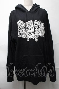 画像1: NieR Clothing / プリントフード付きプルオーバー  黒 S-25-08-28-016-PU-TO-HR-ZS