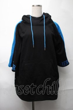 画像1: NieR Clothing / バイカラープリントプルオーバー  黒ｘ青 S-25-08-28-019-PU-TO-HR-ZS