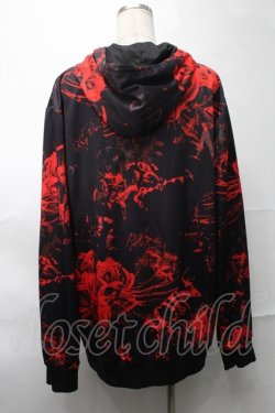 画像2: NieR Clothing / 転写ZIPパーカー  黒ｘ赤 S-25-08-28-021-PU-TO-HR-ZS