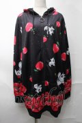 NieR Clothing / 転写ZIPパーカー  黒 S-25-08-28-022-PU-TO-HR-ZS