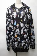 NieR Clothing / 転写ZIPパーカー  黒 S-25-08-28-023-PU-TO-HR-ZS