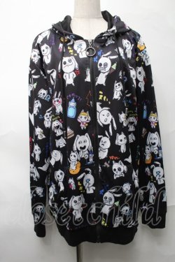 画像1: NieR Clothing / 転写ZIPパーカー  黒 S-25-08-28-023-PU-TO-HR-ZS