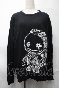 画像1: NieR Clothing / プリントスウェットトップス  黒 S-25-08-28-025-PU-TO-HR-ZS