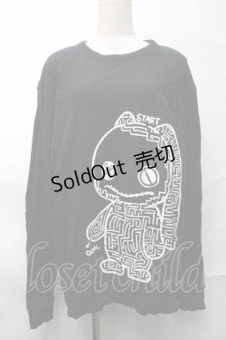 画像1: NieR Clothing / プリントスウェットトップス  黒 S-25-08-28-025-PU-TO-HR-ZY