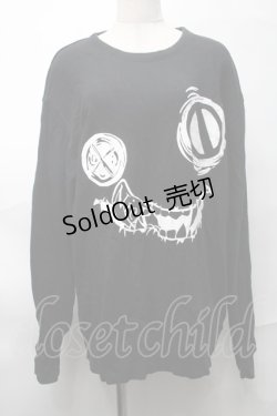 画像1: NieR Clothing / プリントスウェットトップス  黒 S-25-08-28-026-PU-TO-HR-ZY