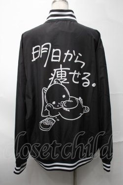 画像2: NieR Clothing / プリントナイロンスタジャン  黒 S-25-08-28-031-PU-JA-HR-ZS