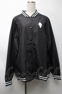 画像1: NieR Clothing / プリントナイロンスタジャン  黒 S-25-08-28-032-PU-JA-HR-ZS