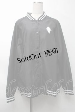 画像1: NieR Clothing / プリントナイロンスタジャン  黒 S-25-08-28-032-PU-JA-HR-ZI
