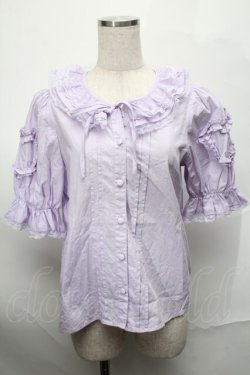 画像1: Chalmiere / ハートフリルパフ袖ブラウス  ラベンダー S-25-08-29-039-AX-BL-HR-ZS