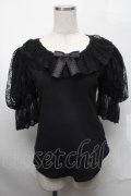 Angelic Pretty / Lacy Princess半袖カットソー  黒 S-25-08-29-040-AP-TO-HR-ZS