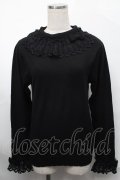 axes femme kawaii / レーシーフリルニットプル  黒 S-25-08-29-041-AX-TO-HR-ZS
