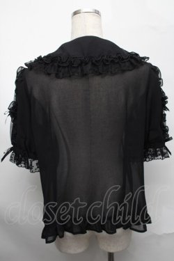 画像2: Angelic Pretty / 襟ロゴ刺繍袖フリルブラウス  黒 S-25-08-29-043-AP-BL-HR-ZS