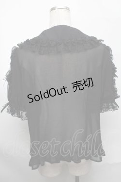 画像2: Angelic Pretty / 襟ロゴ刺繍袖フリルブラウス  黒 S-25-08-29-043-AP-BL-HR-ZS