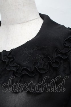 画像3: Angelic Pretty / 襟ロゴ刺繍袖フリルブラウス  黒 S-25-08-29-043-AP-BL-HR-ZS