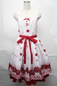 Chalmiere / スウィーティアップルジャンパースカート  白 S-25-08-29-046-AX-OP-HR-ZS