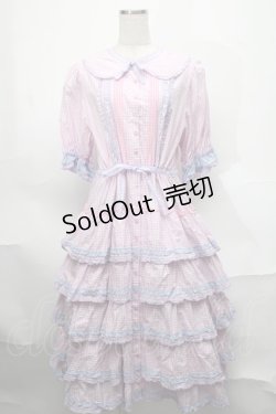 画像1: alcali / alcali × misako aoki/コットンギンガム前あきワンピース  白ｘピンクｘパープル S-25-08-29-048-LO-OP-HR-ZS