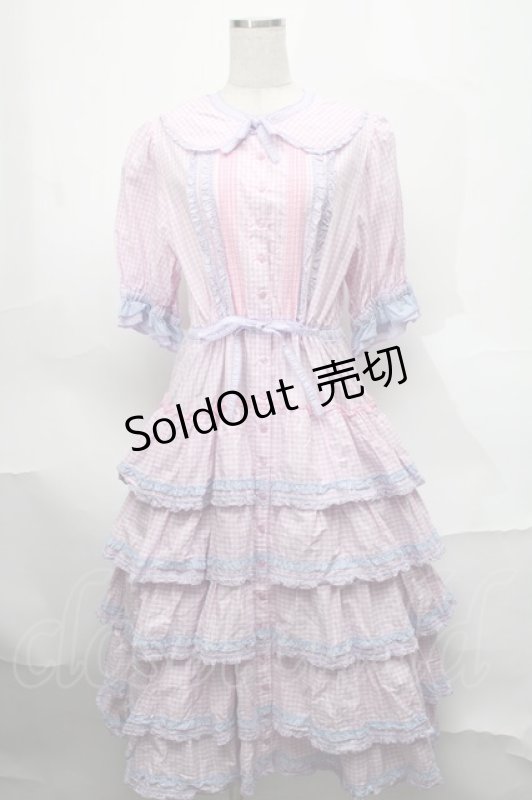 画像1: alcali / alcali × misako aoki/コットンギンガム前あきワンピース  白ｘピンクｘパープル S-25-08-29-048-LO-OP-HR-ZS (1)