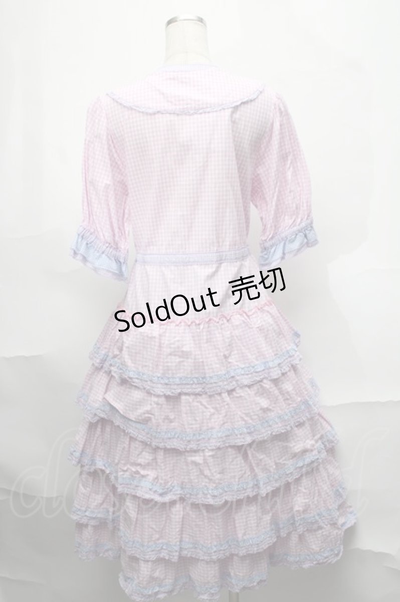 画像2: alcali / alcali × misako aoki/コットンギンガム前あきワンピース  白ｘピンクｘパープル S-25-08-29-048-LO-OP-HR-ZS (2)