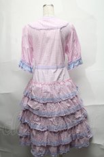 画像2: alcali / alcali × misako aoki/コットンギンガム前あきワンピース  白ｘピンクｘパープル S-25-08-29-048-LO-OP-HR-ZS (2)