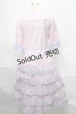 画像2: alcali / alcali × misako aoki/コットンギンガム前あきワンピース  白ｘピンクｘパープル S-25-08-29-048-LO-OP-HR-ZS