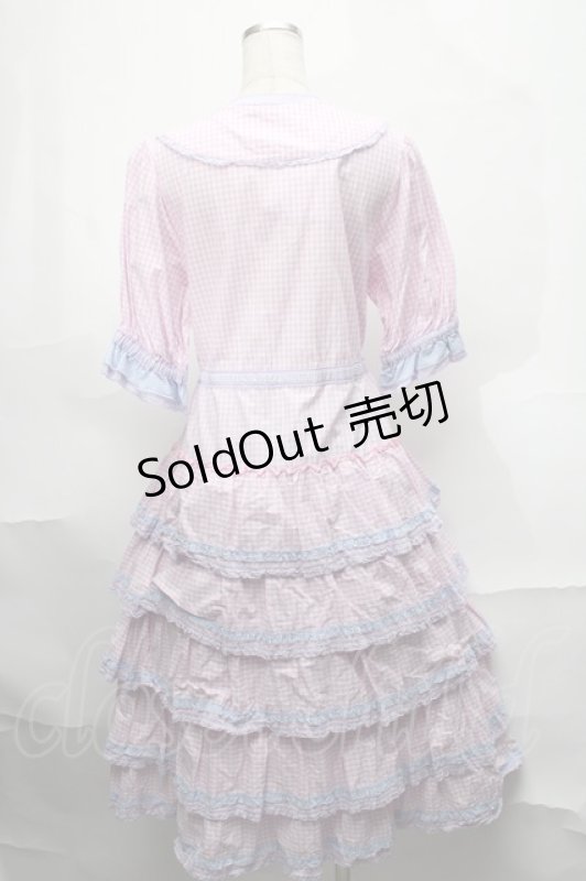 画像2: alcali / alcali × misako aoki/コットンギンガム前あきワンピース  白ｘピンクｘパープル S-25-08-29-048-LO-OP-HR-ZS (2)