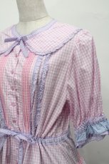 画像3: alcali / alcali × misako aoki/コットンギンガム前あきワンピース  白ｘピンクｘパープル S-25-08-29-048-LO-OP-HR-ZS (3)