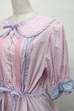 画像3: alcali / alcali × misako aoki/コットンギンガム前あきワンピース  白ｘピンクｘパープル S-25-08-29-048-LO-OP-HR-ZS