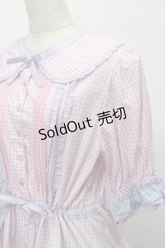 画像3: alcali / alcali × misako aoki/コットンギンガム前あきワンピース  白ｘピンクｘパープル S-25-08-29-048-LO-OP-HR-ZS (3)