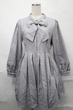 画像1: axes femme / ストライプシャツワンピース  グレー S-25-08-29-052-AX-OP-AS-ZS