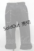 ALGONQUINS / スタッズＸプリントパンツ  黒 S-25-08-29-065-AL-PA-HR-ZS