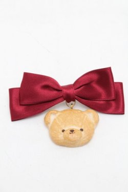 画像1: axes femme kawaii / クッキーベアバレッタ  ワイン S-25-08-29-003-AX-AC-HR-ZS