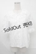 Chalmiere / ハートフリルパフ袖ブラウス  白 S-25-08-29-030-AX-BL-HR-ZH