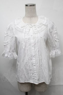 画像1: Chalmiere / ハートフリルパフ袖ブラウス  白 S-25-08-29-030-AX-BL-HR-ZS