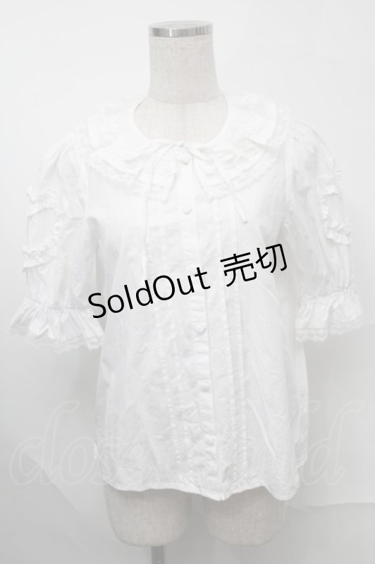 画像1: Chalmiere / ハートフリルパフ袖ブラウス  白 S-25-08-29-030-AX-BL-HR-ZH (1)