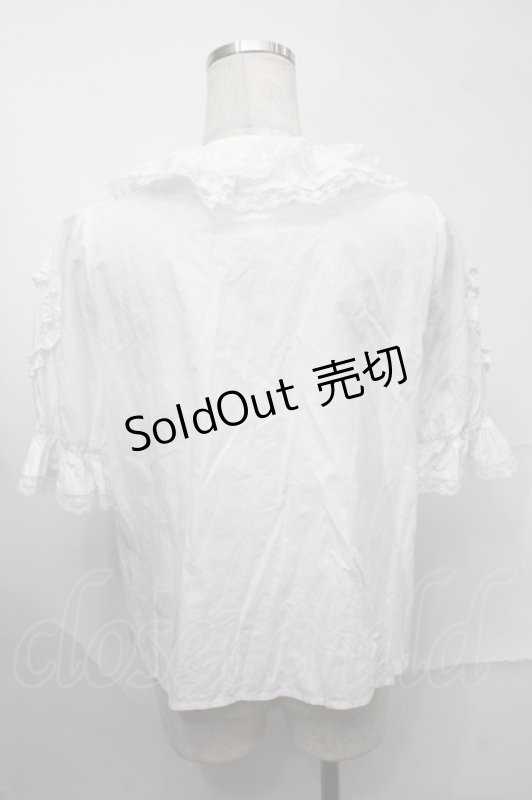 画像2: Chalmiere / ハートフリルパフ袖ブラウス  白 S-25-08-29-030-AX-BL-HR-ZH (2)