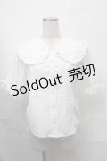 axes femme kawaii / 半袖丸襟コットンブラウス  白 S-25-08-29-031-AX-BL-HR-ZS