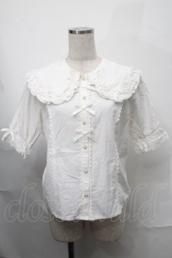 画像1: axes femme kawaii / 半袖丸襟コットンブラウス  白 S-25-08-29-031-AX-BL-HR-ZS