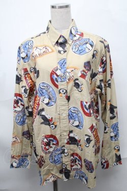 画像1: Karl Helmut / ペンギンラベルプリントシャツブラウス  ベージュ S-25-08-29-034-EL-BL-HR-ZS