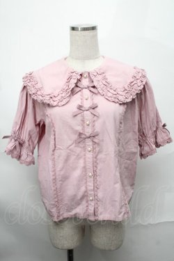 画像1: axes femme kawaii / 半袖丸襟コットンブラウス  ピンク S-25-08-29-035-AX-BL-HR-ZS