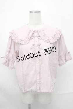 画像1: axes femme kawaii / 半袖丸襟コットンブラウス  ピンク S-25-08-29-035-AX-BL-HR-ZS